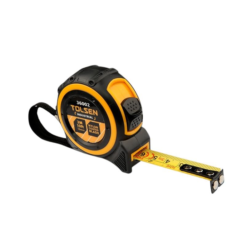 Tolsen ABS Metric And Inch Measuring Tape, 33 Ft, Black and Orange