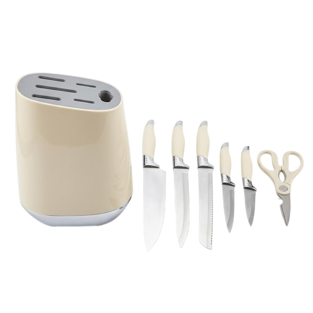 Modern Mint Green Knife Set with Ergonomic Handles & Integrated Sharpener 5 Pieces - A210-186