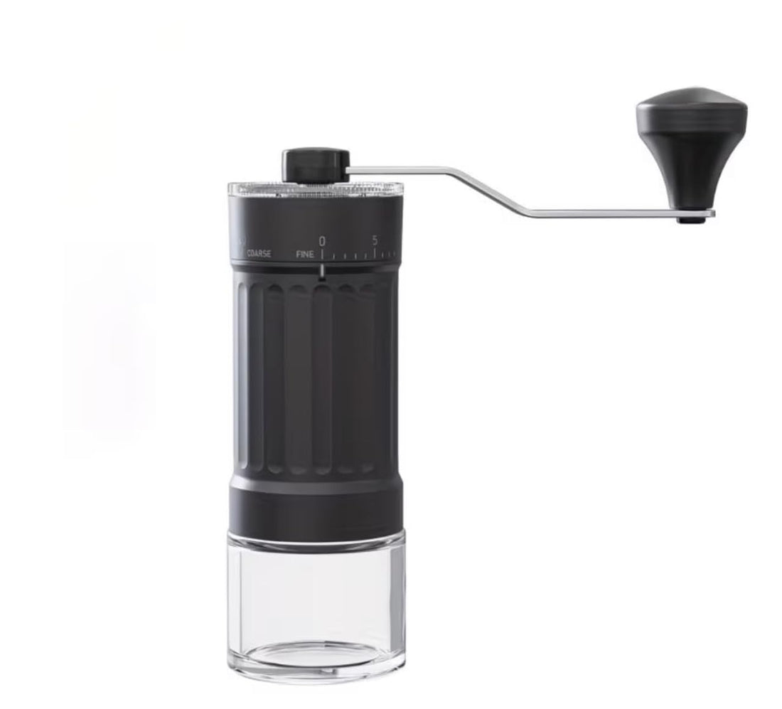 Downtown Manual Coffee Grinder Adjustable Hand Crank Coffee Bean Grinder with Glass Jar Portable Coffee Mill for Home Travel Camping Stainless Steel Burr for Fine and Coarse Grinding