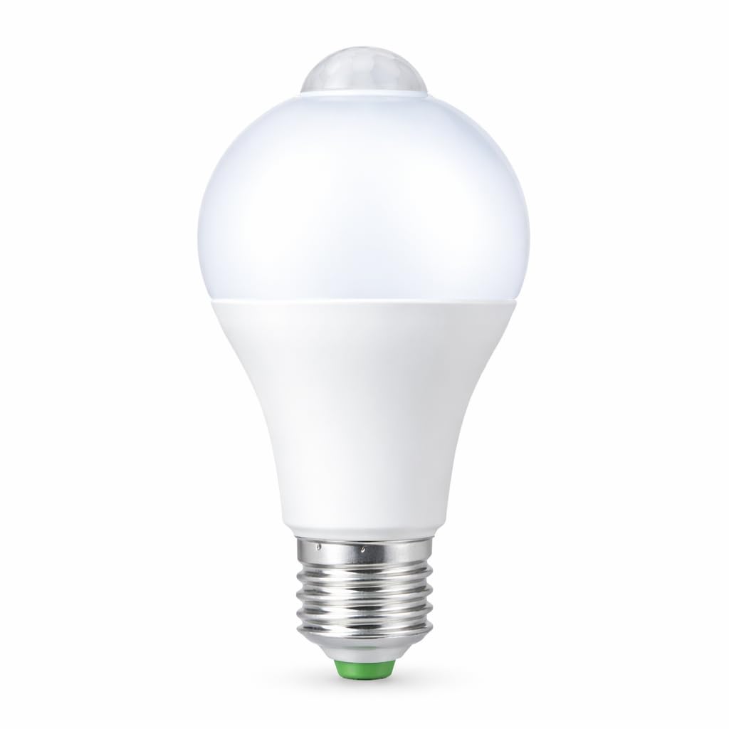 Smart LED Bulb 15W Motion Sensor – Automatically Turn On When Traffic – E27 Base – Energy Saving White Light – Keyless – Ideal for Stairs, Entryways, Bathrooms
