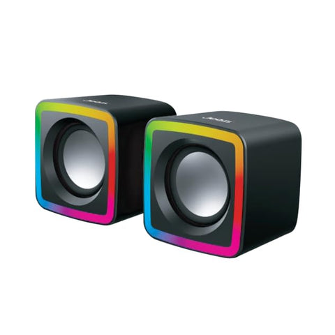 for JeDEL S575 Rainbow Desktop Speakers 6W - 2.0 Channel Stereo - USB Powered + 3.5mm Cable