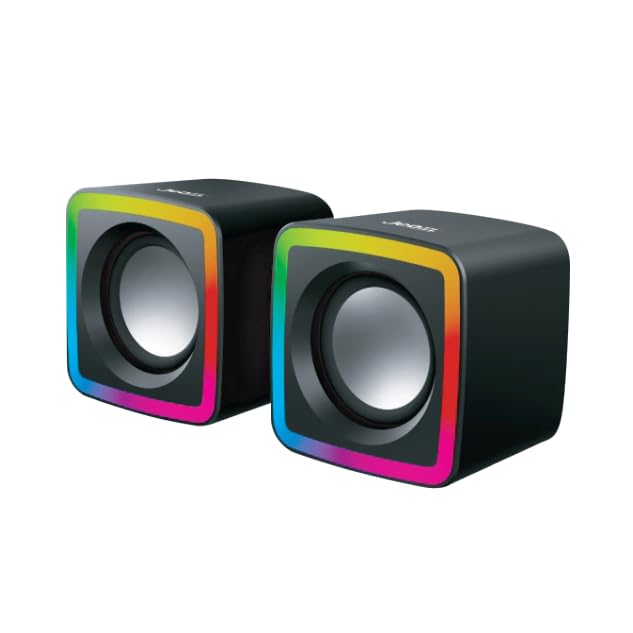for JeDEL S575 Rainbow Desktop Speakers 6W - 2.0 Channel Stereo - USB Powered + 3.5mm Cable
