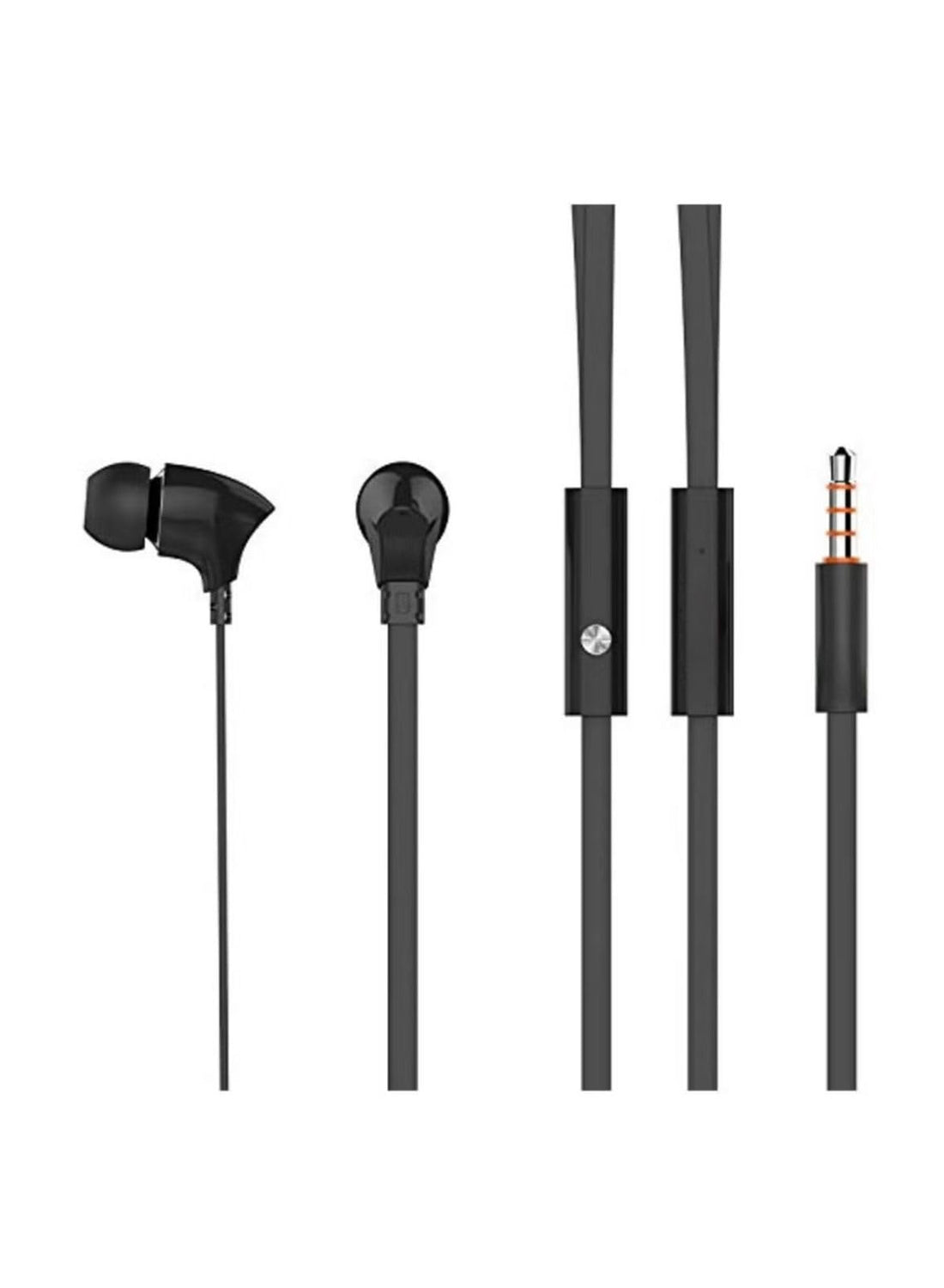3.5mm Jack Wired Earphones with Microphone and In-Line Controls, Ergonomic Design, Black