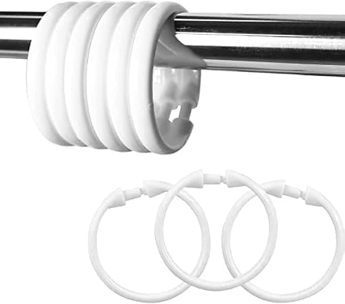 White Plastic Shower Curtain Rings – 12 Pack Durable and Easy to Use