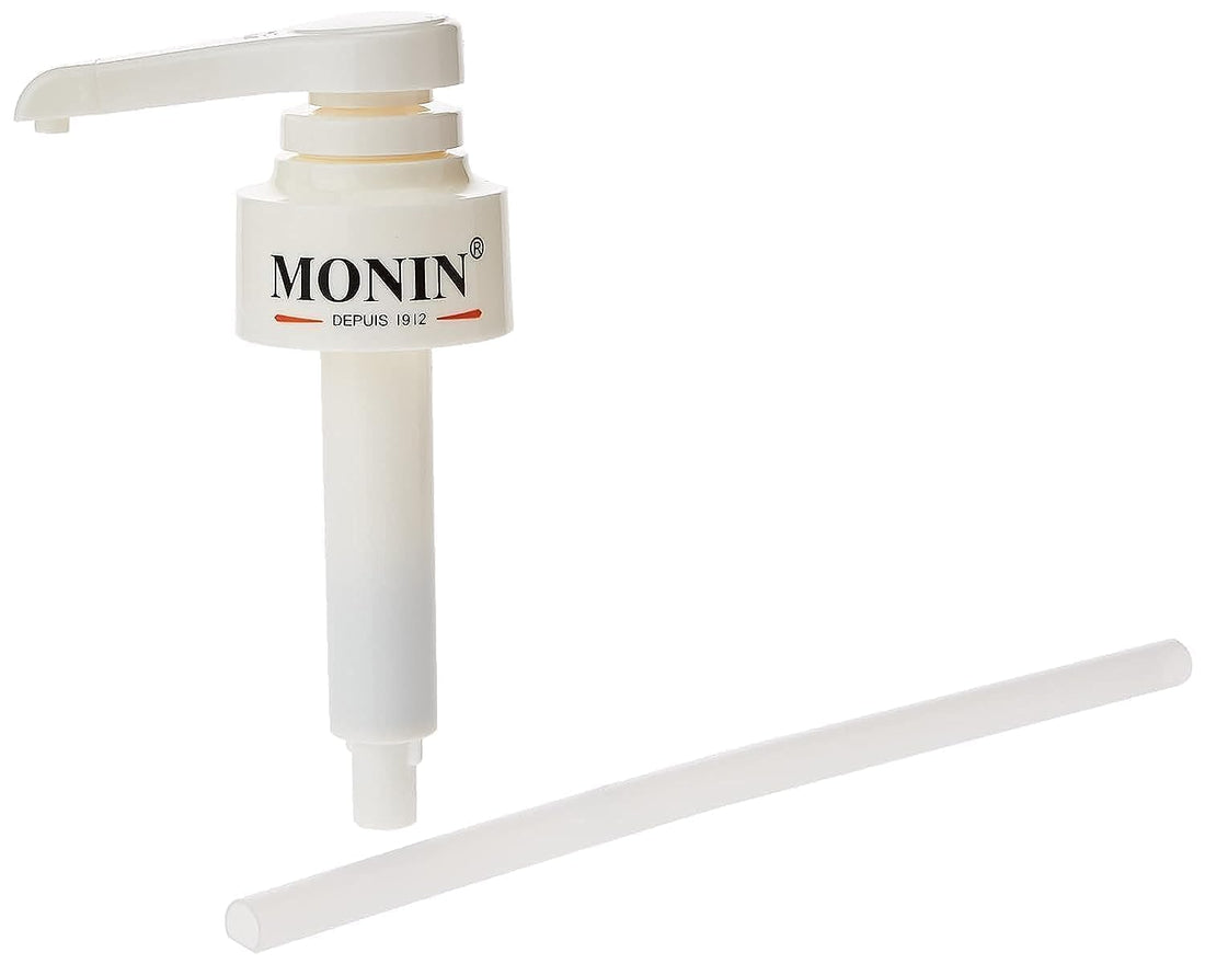 Santo Glass Bottles of Monin Syrup Pump Compatible with 700 and 750ml, Tip Cover Included (10ml)