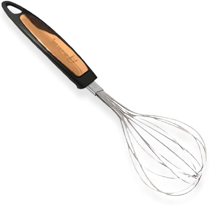 Stainless steel hand mixer with reinforced plastic handle, egg and cream whisk for making delicious desserts, length 28 cm (Black*bronze color)