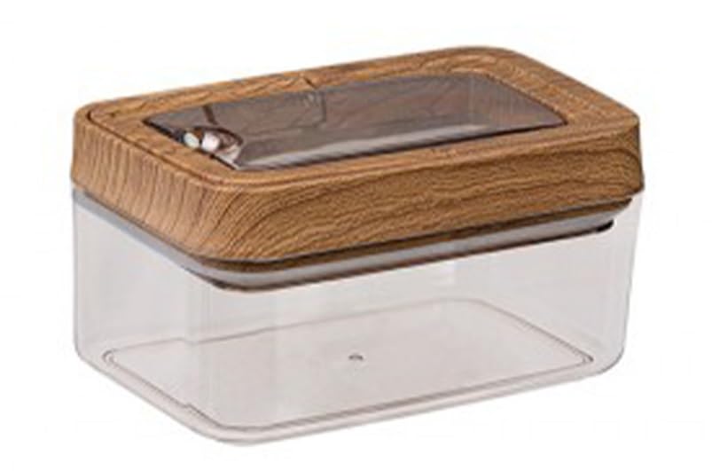 Free Cook Rectangular Acrylic Food Container – 700 ml with Wooden Lid, OKY-246-3-Multicolor
