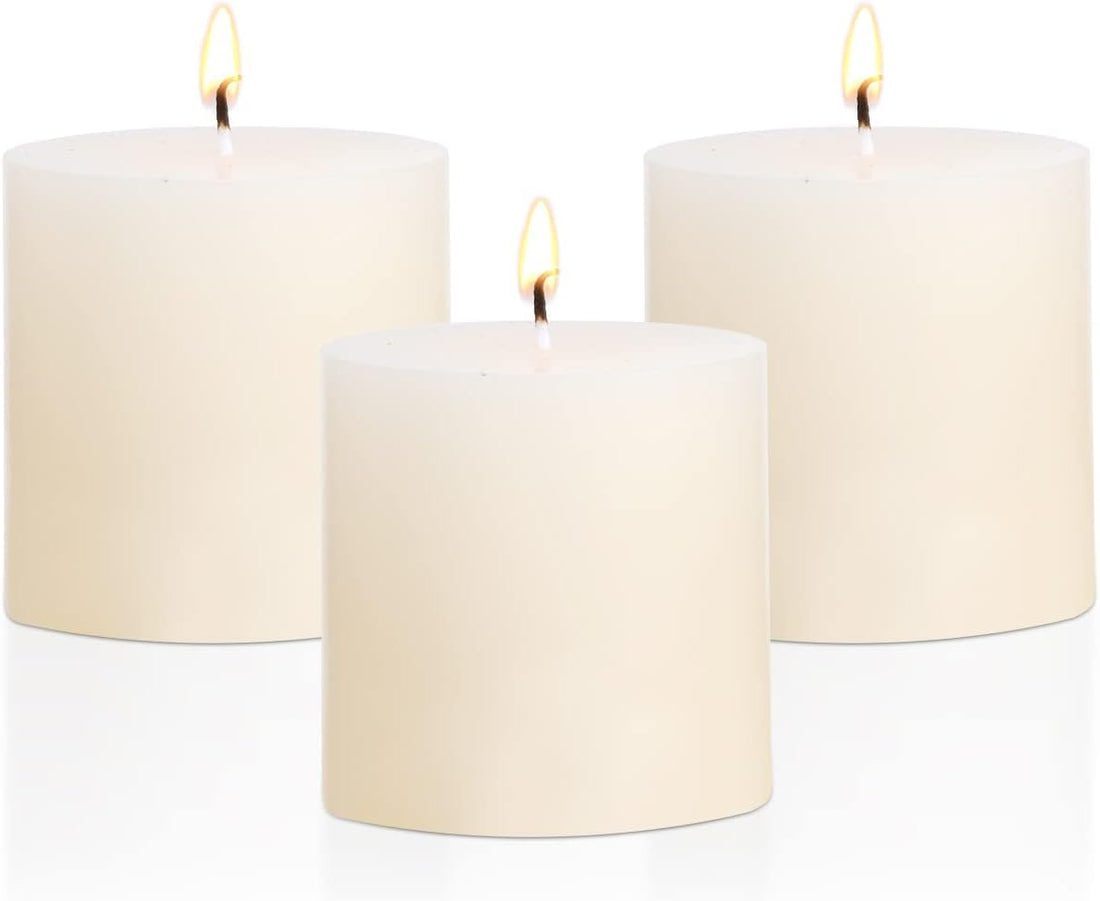 Set of 3 White Candles, Scented, Cylindrical Candles, Home Decor, Restaurant, Spa