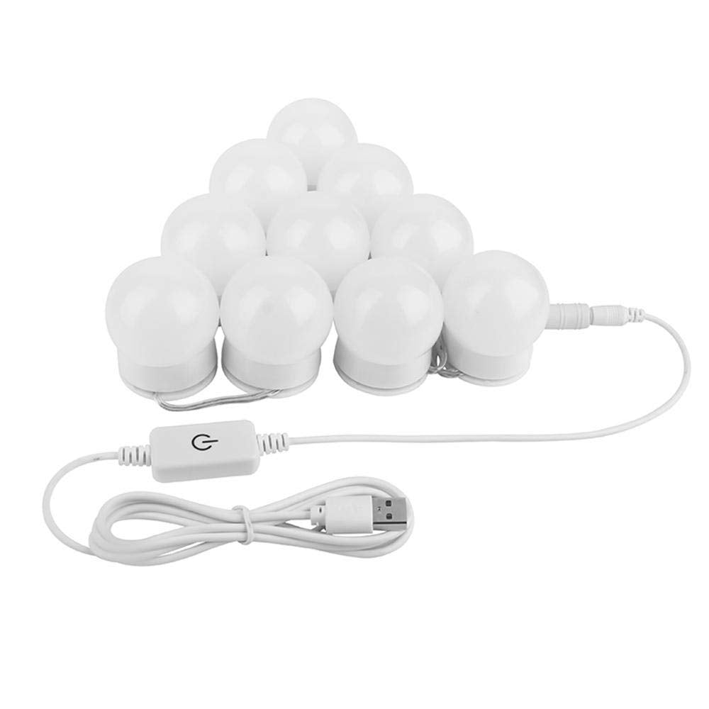 Usb charge led vanity mirror lights hollywood style makeup mirror bulbs 10 led bulbs kit with touch dimmer lighting fixture strip for makeup vanity table set in dressing room (mirror not include)
