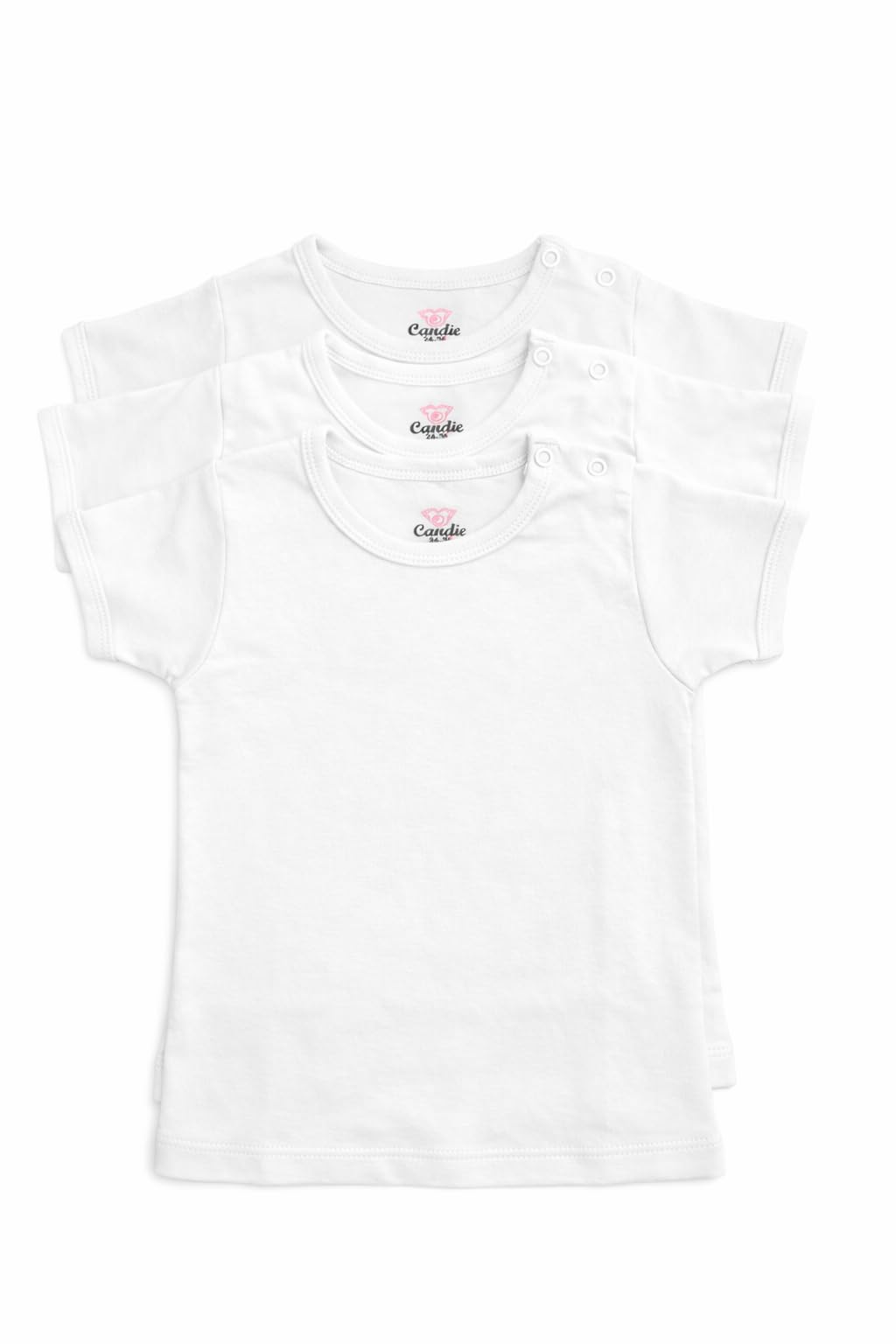 Newborn Baby Short Sleeve T-Shirts, Cotton, Candy (White Pack, 6-12 M)