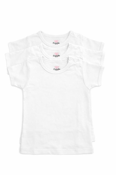Newborn Baby Short Sleeve T-Shirts, Cotton, Candy (White Pack, 6-12 M)