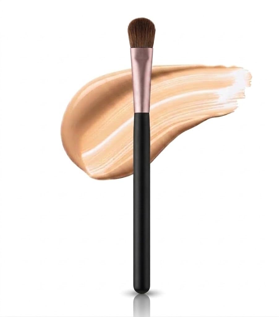Under-Eye Concealer Brush, Small Flat Angled Synthetic Bristles Flawless Coverage Multitask Brush with Liquid Cream Powder