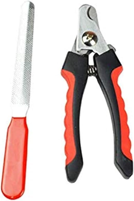 Nail Clipper for Dogs and Cats with Safety Guard, Stainless Steel Trimmer with Nail File, Ergonomic Non-Slip Handles