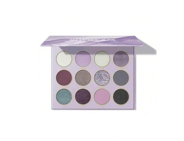 12 Colors Eyeshadow Set, Gradient Violet & Shimmer Professional Makeup Palette