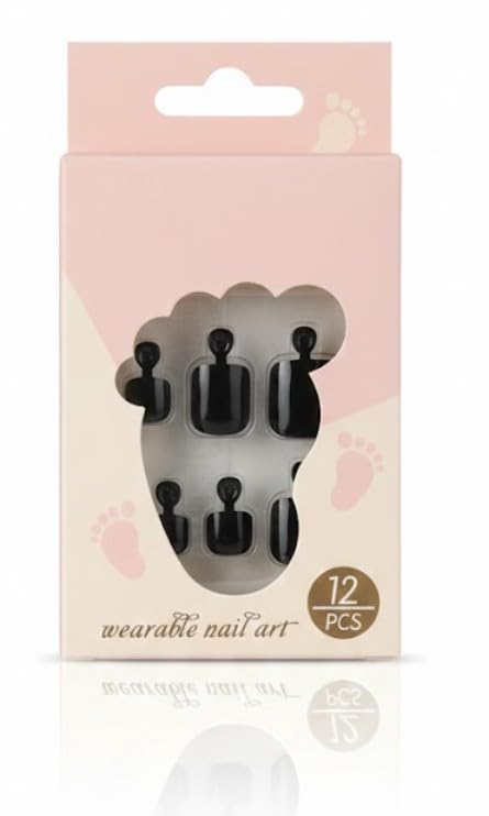 12pc Toenail False Nails Full Cover Artificial Natural Square Toe Nails Acrylic Nail Tips 10 Size French Style for Women Girls Salon Nail Art DIY (N 05)