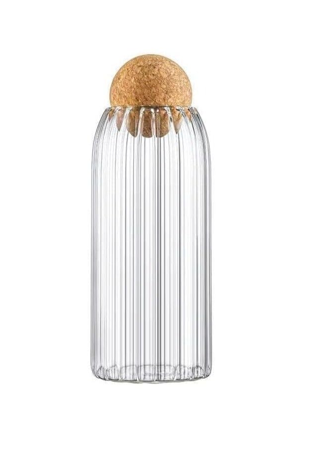 Spaceshoop Crystal Glass Crystal Glass Jar Set Very Pure Bamboo Wood Lid (1000 ml)