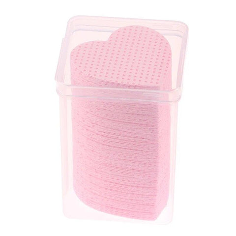Lint-Free Lash Wipes - Heart-Shaped Pink Disposable Non-Woven Fabric Eyelash Glue Cleansing Pads, Also Works as Nail Polish Remover Wipes, 200 Count per Pack