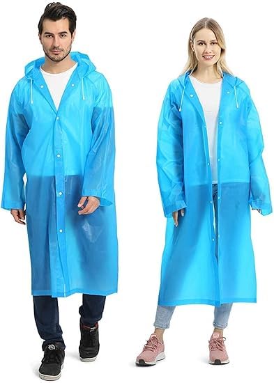 Reusable EVA Raincoat For Adults Waterproof Hooded Poncho Jacket Portable Packable Design For Travel Camping Outdoor Activities Rainwear Suit Thickened Long Rain Jacket For Men And Women