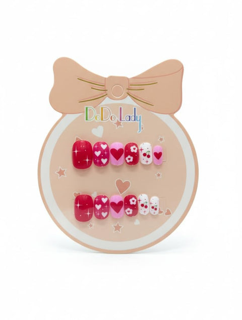 Nopatia Kids False Nails with Colorful and Attractive Designs - Easy to Apply Press on Nails Set with Flowers and Hearts - Safe and Fun Beauty Accessories for Little Girls (Figure 3)