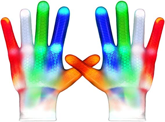 Evolluxi® LED Gloves 5 Colors 6 Modes LED Flashing Gloves Finger Light up Gloves Rave Gloves for Halloween Christmas Cool Fun Toys Gifts (21 CM)