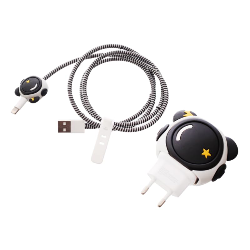 G-Power 4 In 1 3D Silicone Charger And Cable Protective Kit With Anti-Tangle Astronaut Design Compatible All Chargers Set Of 4 Pieces - Multi Color