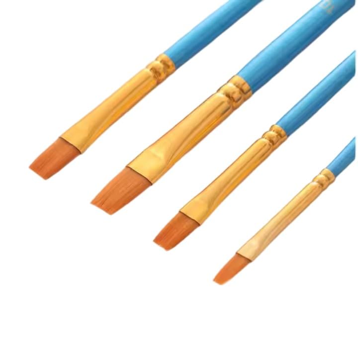 S and A No. A401F Keep Smiling Flat Brushes 4-Piece Set, No. 4/6/8/10