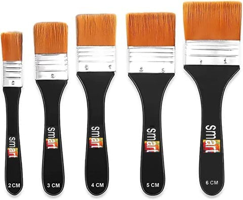 Smart Paint Brush Set - 5 Pcs Flat Brush - Multi-Purpose Wall Brushes in Variety Sizes - Flat Paint Brush - Artist Flat Painting Brush - Flat Paint Brush for Home BBQ and Furniture Paint