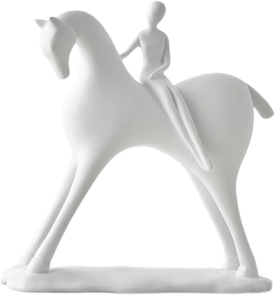 Modern Horse Rider Sculpture, Contemporary Art Decorative Figurine, (white)