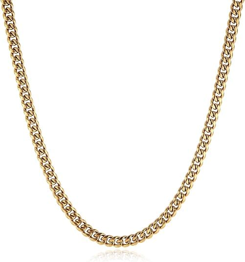 Fayruz Jewelry Unisex Cuban Chain 3.5mm/5mm/7mm/9mm Stainless Steel Gold Chain for Men Silver Chain Cut Diamond Hip Hop Chain