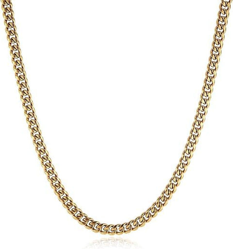 Fayruz Jewelry Unisex Cuban Chain 3.5mm/5mm/7mm/9mm Stainless Steel Gold Chain for Men Silver Chain Cut Diamond Hip Hop Chain