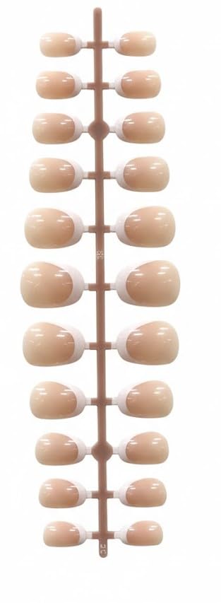 NAILS 24Pcs FRENCH False Nails, Coffin Nail Tips Full Cover - Fake Nail Tips Extension Nail Art DIY Home, 10 Sizes (N2)