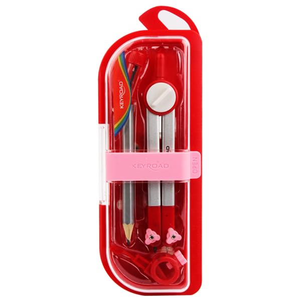 Keyroad Plastic Compass with Pencil Plastic Case Assorted Colors Model KR972475