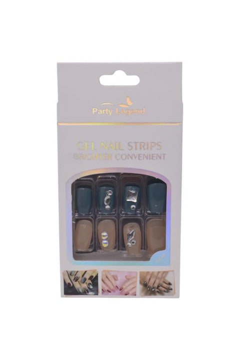 Party Legend Mink Nails Strips Set, 24 Pieces - Green Nude