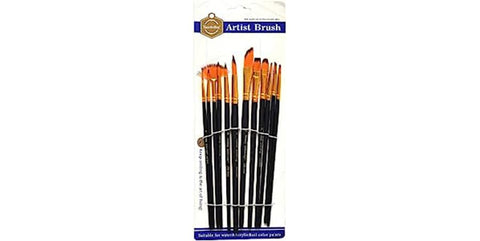 Keep Smiling Professional Artist Paint Brush Set 12-Pieces, Black/Gold