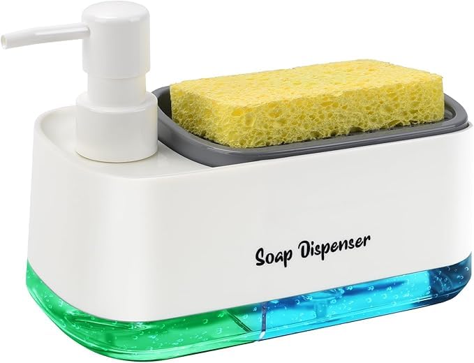 4 in 1 Kitchen Soap Dispenser with Sponge Holder, White - Volura