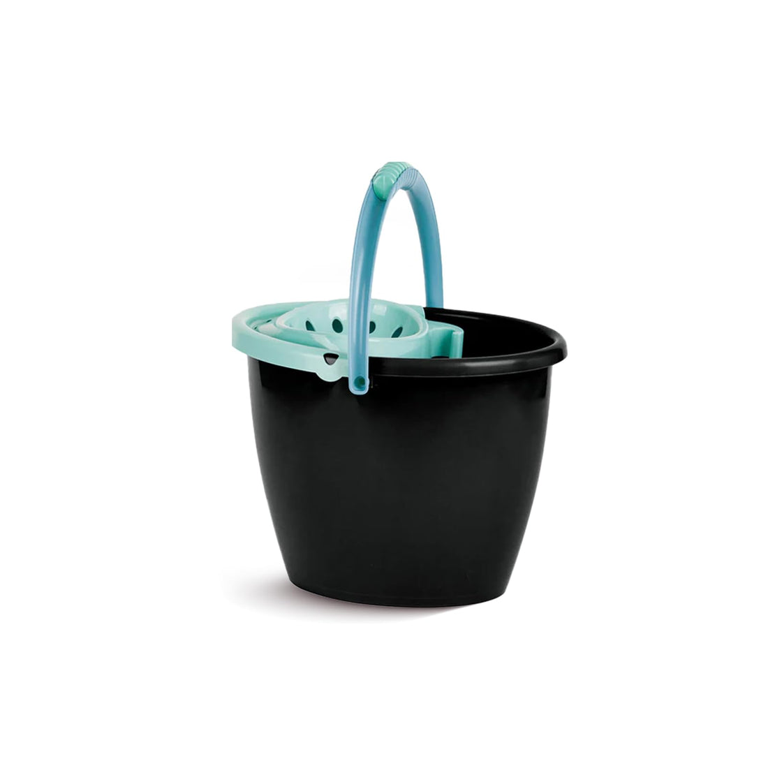 Spanish 14L Mop Bucket with Built-in Wringer – Ergonomic Handle – Durable Plastic – Dual Colors (Black & Soft Green) – Made in Spain 38x29x28.5 cm