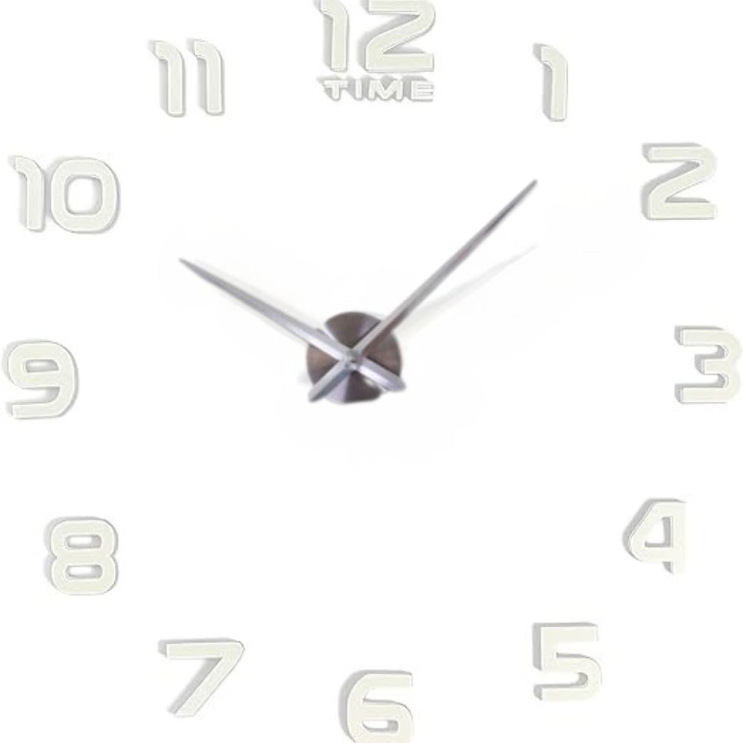 Modern 3D Wall Clock Silver Numbers Design Modern Style Home Office Decoration Wall Mounted 80-90cm