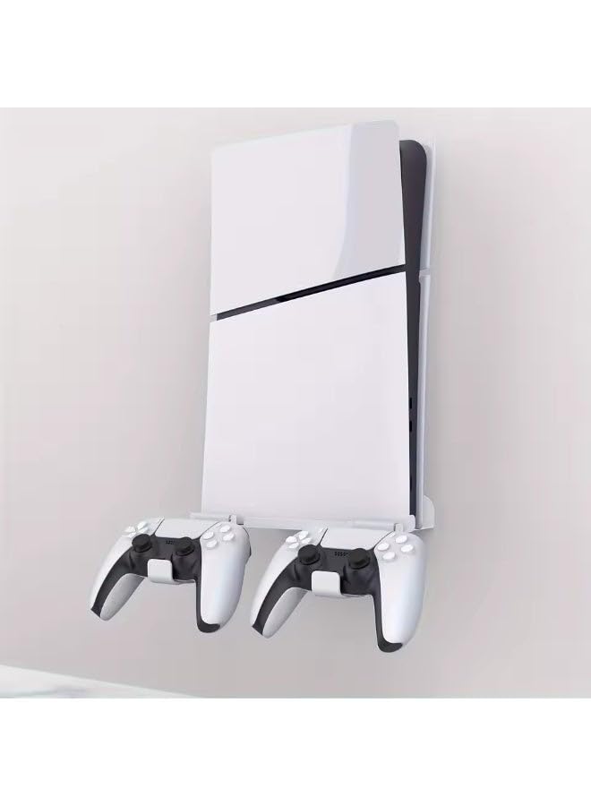 Metal Wall Mount for PS5, PS5 Pro/Slim, Sturdy and Durable, with 2 Controller Holders