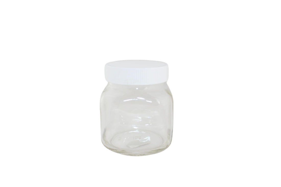 Zinnia Square Glass Jar â€“ 630 ml, White Plastic Lid