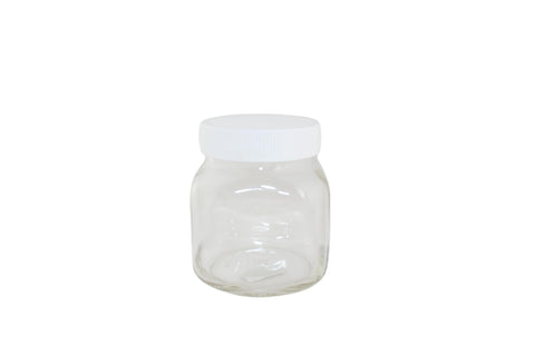 Zinnia Square Glass Jar â€“ 630 ml, White Plastic Lid