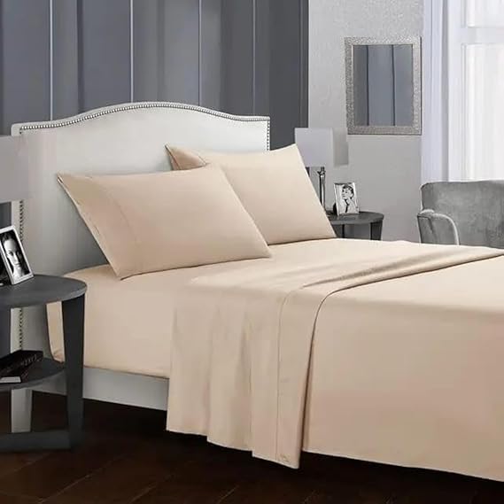 Snooze Microfiber Flat Bed Sheet Set 3pcs (Beige, 220 * 240 cm)