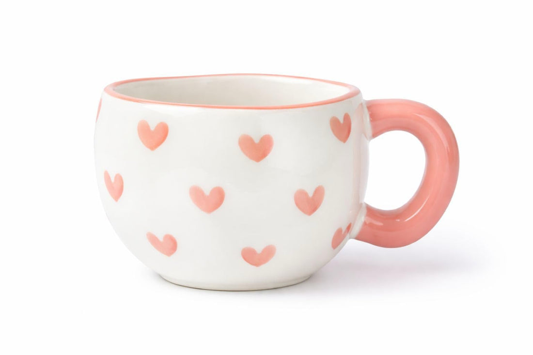 Glitter Hearts Ceramic Mug – Cute Design Coffee Tea Cup – Coffee Mug Perfect Gift for Occasions (Shape 3)