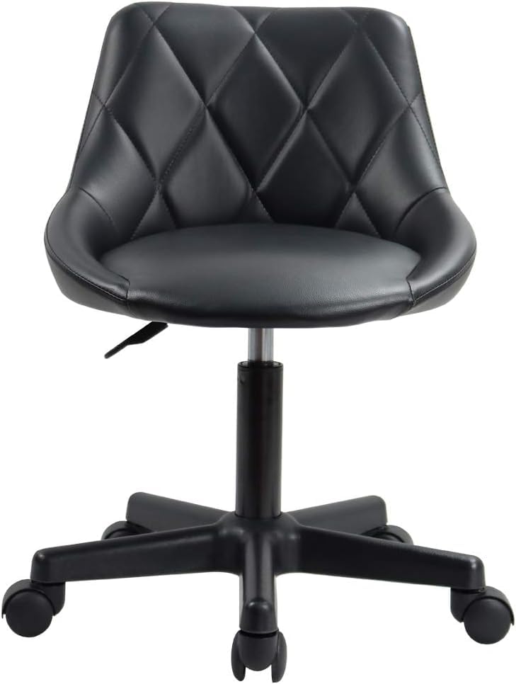 Reyad Group KKTONER Swivel Work Stool Black PU, Adjustable Height & Backrest - Black