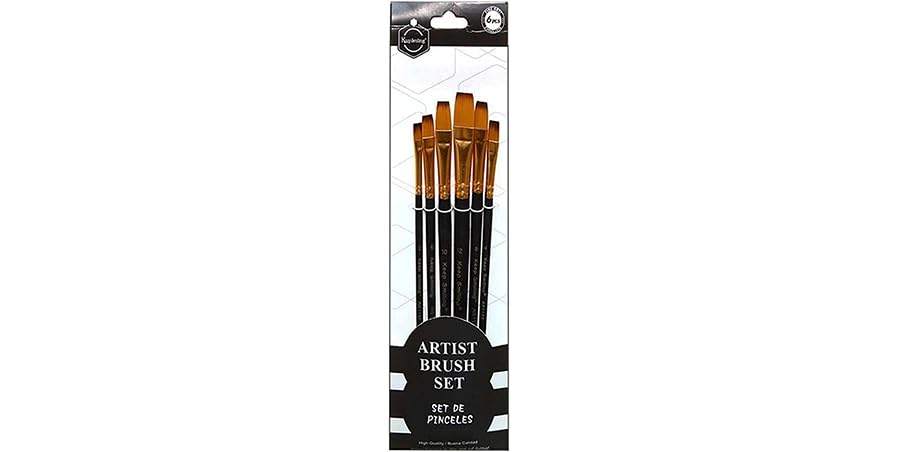 Keep Smiling Flat Artist Brush 6-Piece Set, Black Gold