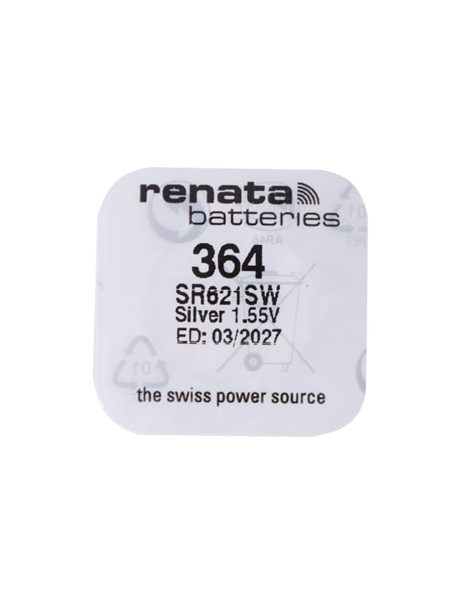 RENATA WRIST WATCH BATTERY - Swiss made, button cell 1.55V, Renata long life, 1 piece, SR621SW