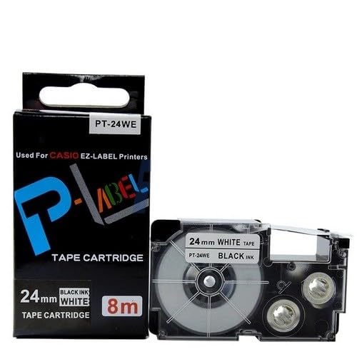 Compatible Tapes 24mm Black on white PT-24WE Label Tape Cartridge for EZ Label Printer-Casio-Casio