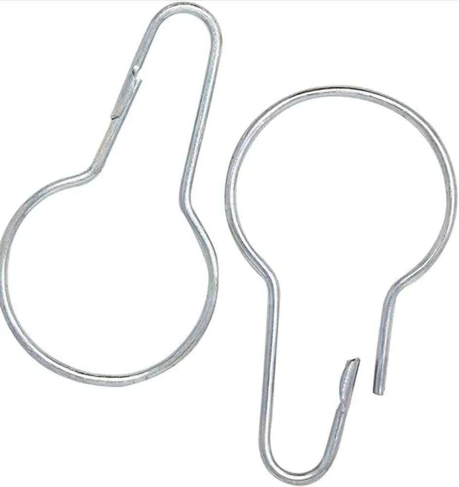 Shower Curtain Rings - PHT Solid Pattern Metal - 10 Pcs (Silver)