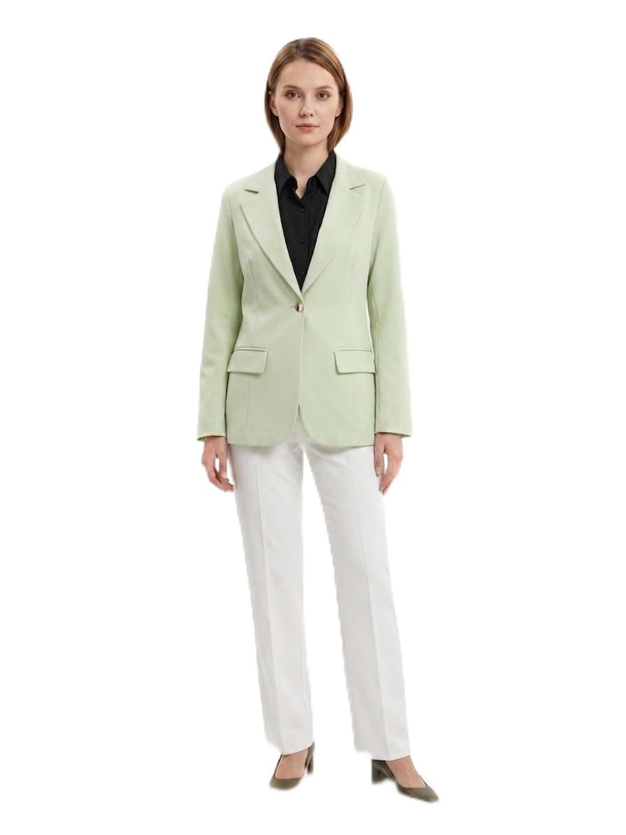 Pebeo Women's Elegant One Button Notched Collar Side Pockets Blazer Multi Color