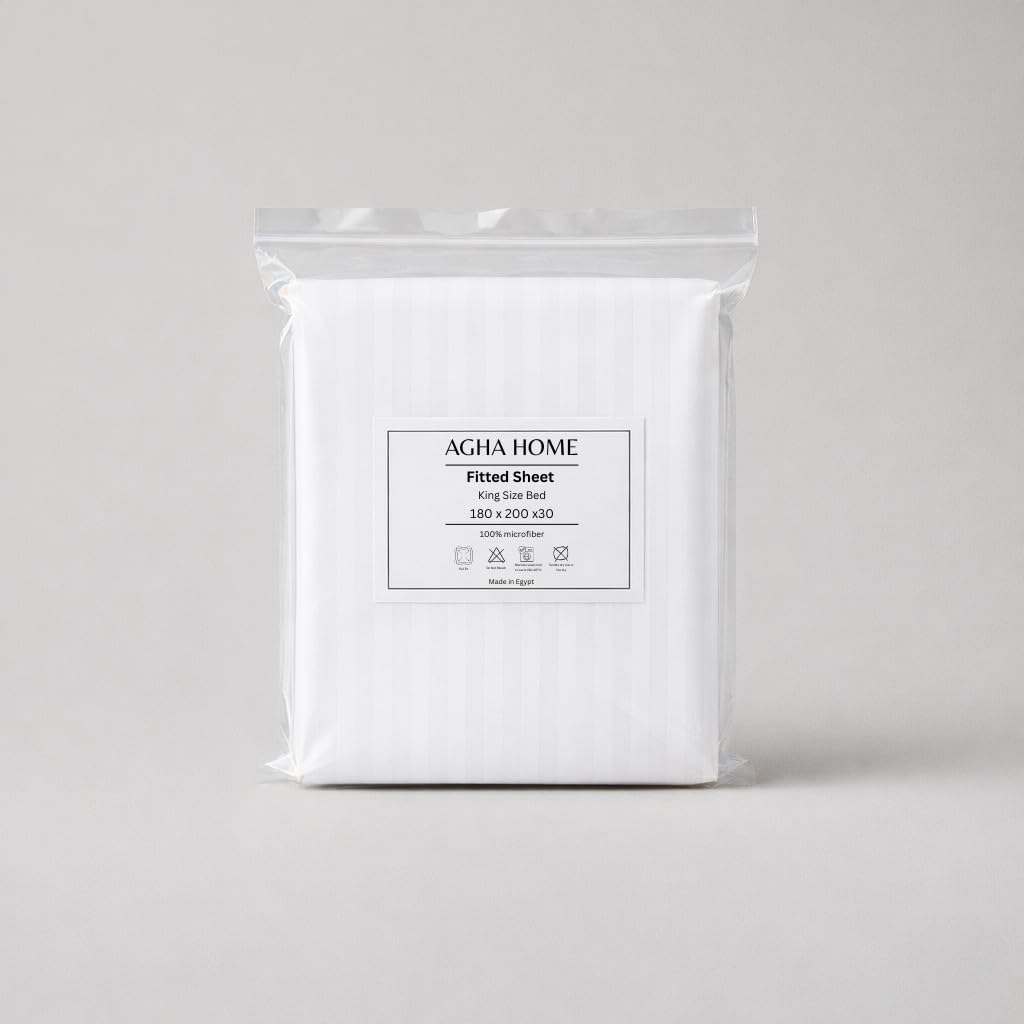 Essential Comfort Microfiber Stripe Fitted Sheet Set (3pcs) King White