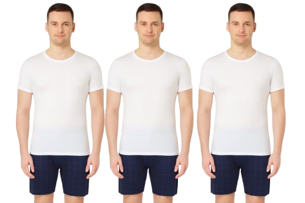 pack of 3 Undershirt Men Half sleeve - 100% Cotton White